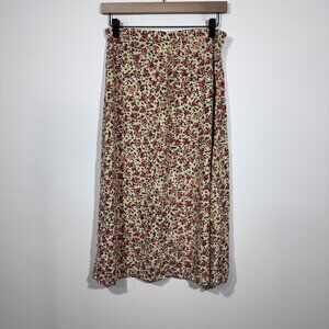 Vtg Woolrich Womens 90's Floral Midi Skirt Sz 8 Butter Yellow Cottagecore Modest